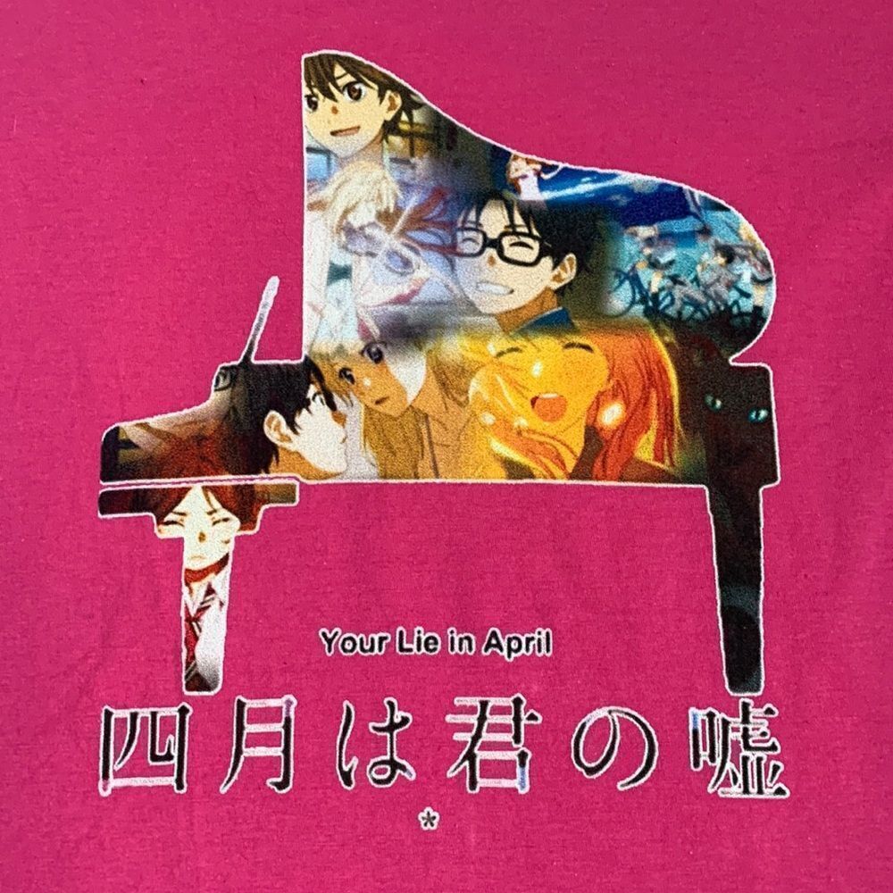 Your Lie in April Anime Graphic Fitted T-Shirt M Hot Pink